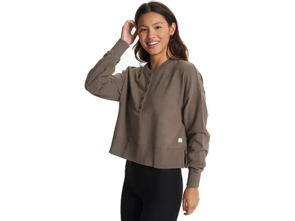 Vuori Laguna Henley cocoa brown sweatshirt top sz large $98 WT194